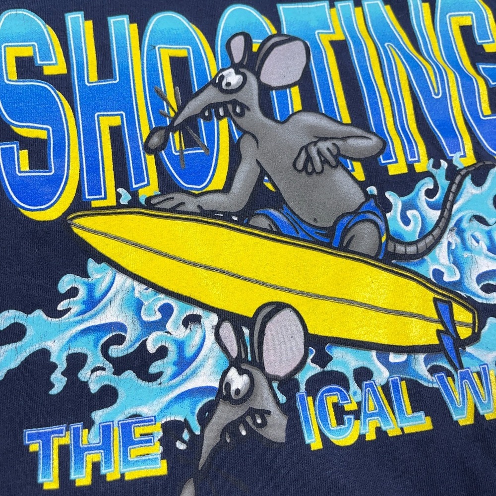 Vintage Y2K No Boundaries Shirt Men XXL Blue Surfing Rat Mouse Radical Wave 00s - Picture 3 of 9